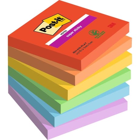 6 blocs de 90 feuilles notes super sticky post-it 76 mmx 76mm playful