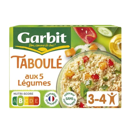 Garbit taboulé aux 5 légumes - plat cuisiné 3/4 personnes 525g