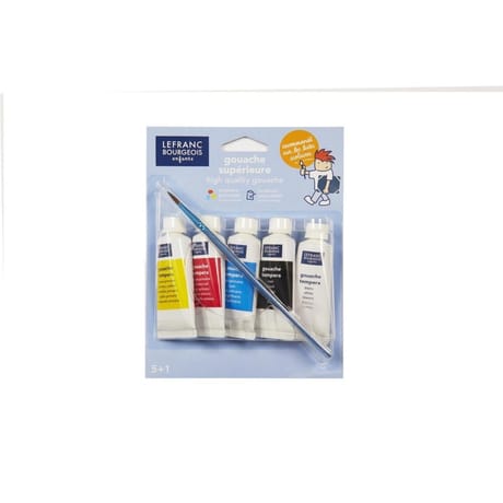 Lefranc & bourgeois carte de 5 tubes de gouache 20 ml + 1 pinceau