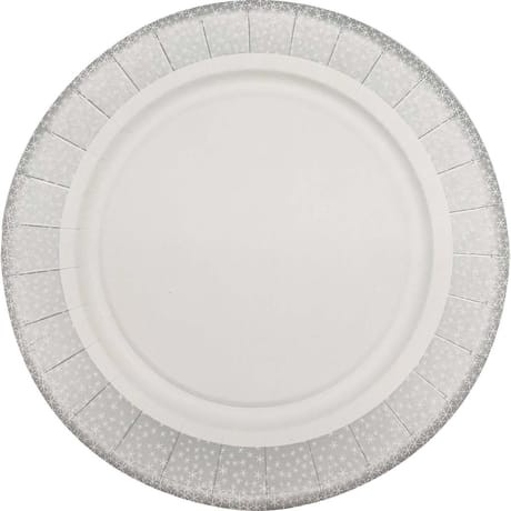 10 assiettes en carton 23cm paillettes argent