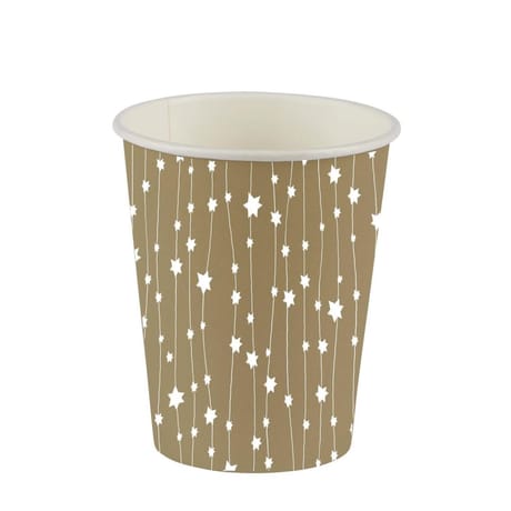 10 Gobelets en carton 25cl Guirlande étoilée Or