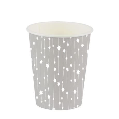 10 gobelets en carton 25cl guirlande étoilée argent