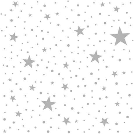 20 serviettes en ouate 25x25cm 3 plis nuit d'etoile blanc argent