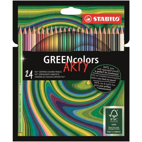 24 crayons de coloriage stabilo green colors arty