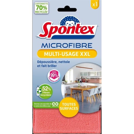 Spontex lavette Microfibre Multi-usages 52% recyclé x1