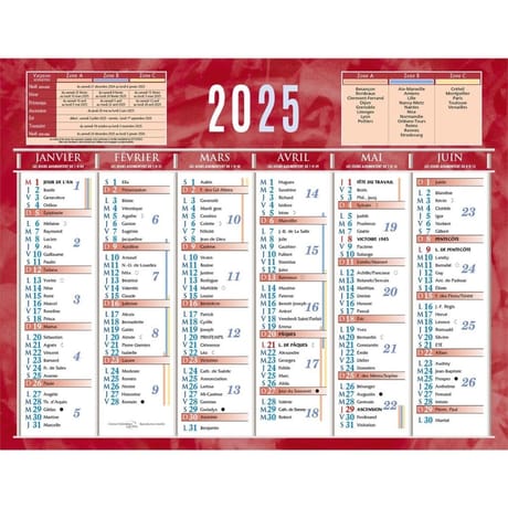 Calendrier 205 rouge