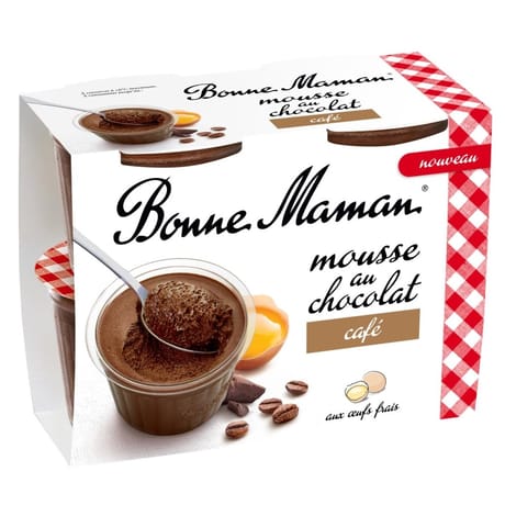 Bonne maman dessert mousse chocolat café 4x50g