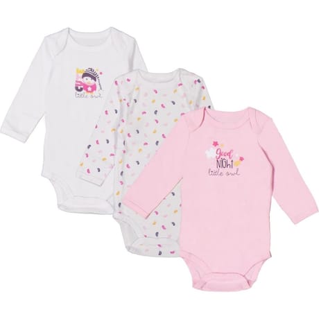 Lot de 3 bodies manches longues bébé ROSE PINGOUIN 9 MOIS