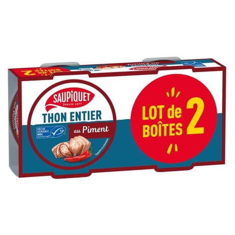 Saupiquet thon entier au piment lot de 2 boîtes 240g
