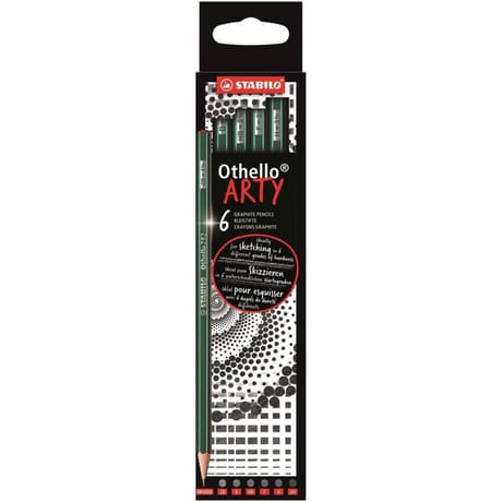 6 crayons graphite stabilo othello arty - mines dures et tendres