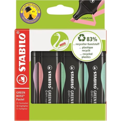 4 surligneurs Stabilo green boss pastel