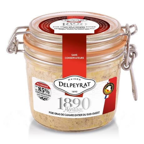 Delpeyrat foie gras de canard entier du Sud-Ouest à l'ancienne héritage 1980 bocal 180g