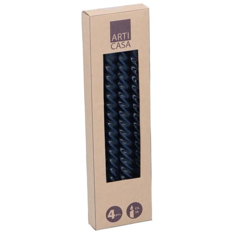 Bougies torsadées bleu foncé x4