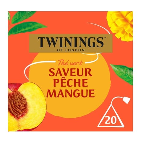 Twinings thé vert saveur pêche mangue x20 32g