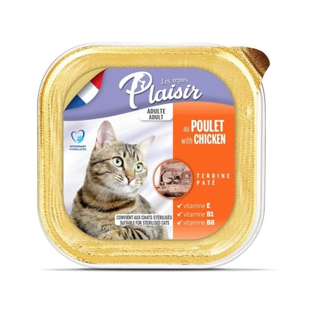 Les repas plaisirs terrines pour chat adulte stérilisé au poulet 100g