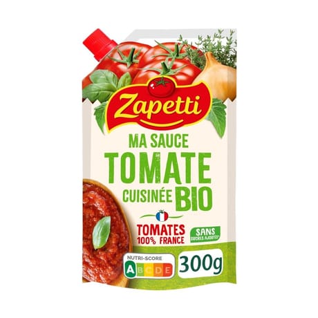 Zapetti ma sauce tomate cuisinée bio - tomates 100% france - la poche de 300g