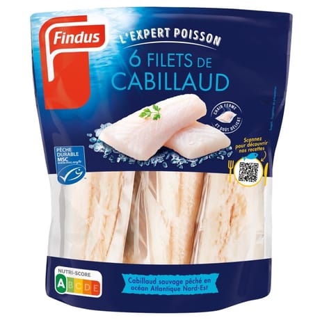 Findus 6 filets de cabillaud msc 600g