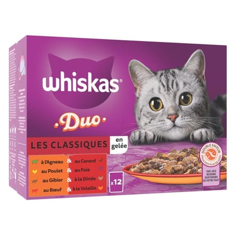 Whiskas pochon duo les classiques gelée 12x85g - 1020g