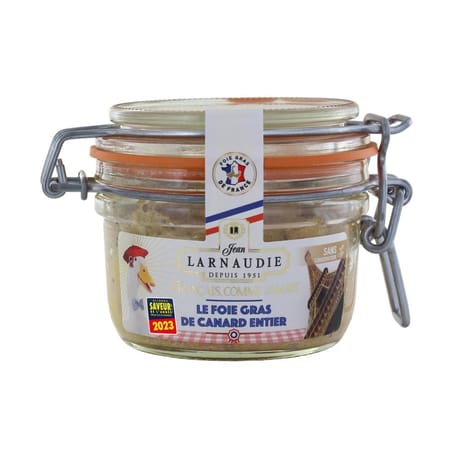 Jean larnaudie foie gras de canard entier "français comme jamais" france bocal 120g