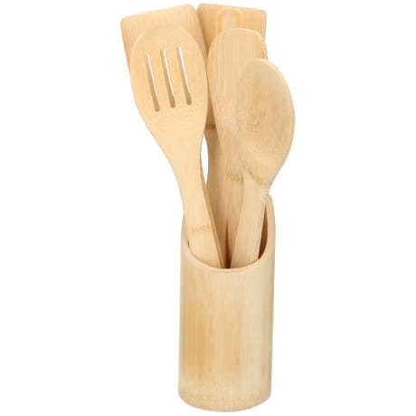 Ensemble 5 ustensiles + pot bambou