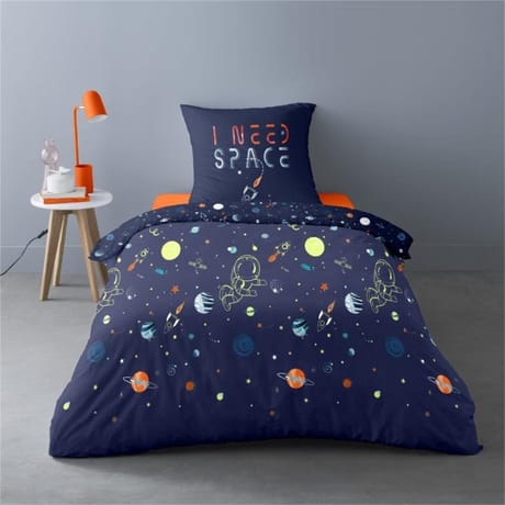 Parure housse de couette 140x200cm + 1 taie 63x63cm I need space
