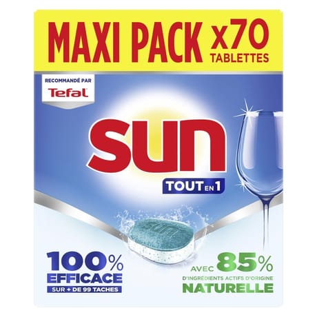 Sun tablettes lave-vaisselle tout en 1 regular 70 lavages 1.155kg