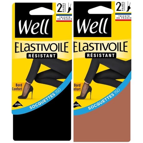 2 paires de socquettes transparentes résistantes  élastivoile WELL GAZELLE TU