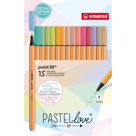 15 Stylos - feutres stabilo point 88 pastel love