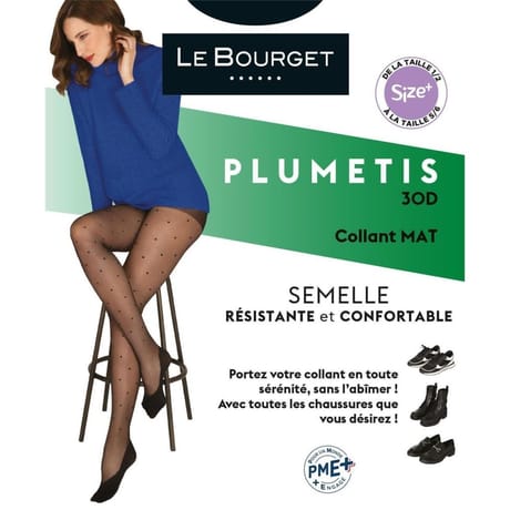 Collant semi opaque fantaisie plumetis mat 35D Epure LE BOURGET NOIR T5-6