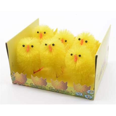 Boite 6 poussins "chenille" 4x4.50x6.50cm