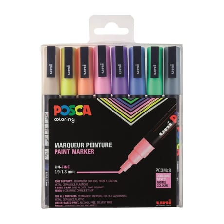 Set 8 posca pointe fine assortis