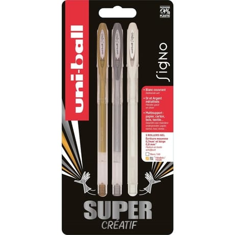 Blister de 3 signo metal or argent blanc