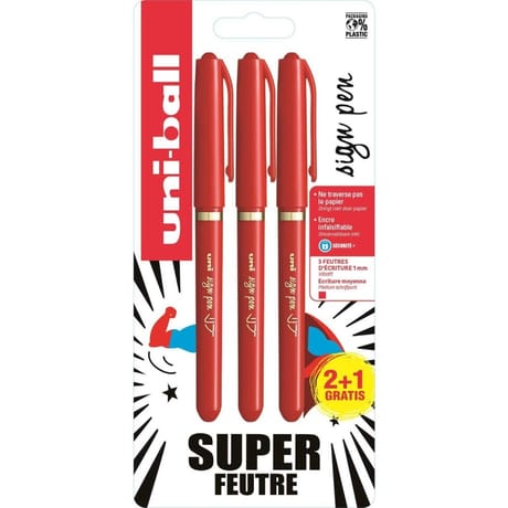 2+1 uni sign pen rouge