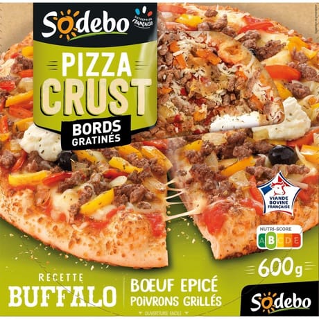 Sodebo Pizza Crust recette buffalo boeuf épicé poivrons grillés 600g