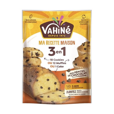 Vahiné ma recette maison 3en1 cookies ou muffins ou cake aux pépites de chocolat 300g