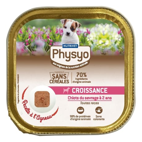 Physyo terrines chien en croissance à l'agneau 150g