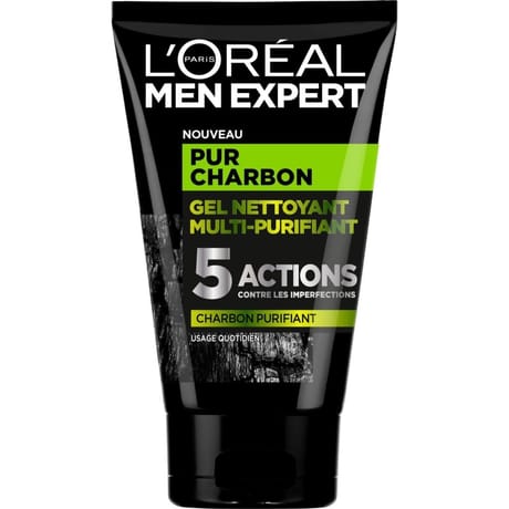 Men expert gel nettoyant multi-purifiant 5 actions charbon 100ml