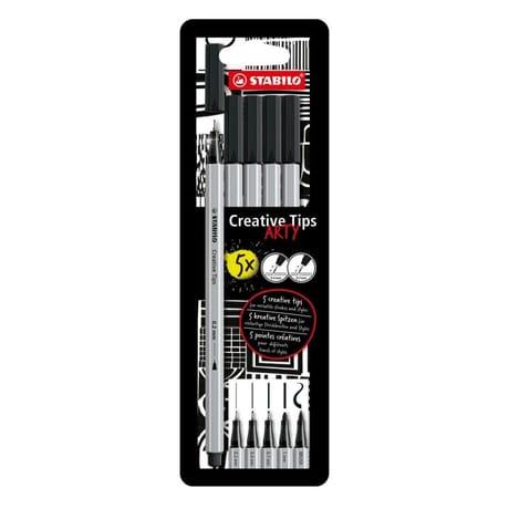 Etui carton x 5 stabilo creative tips arty - noir