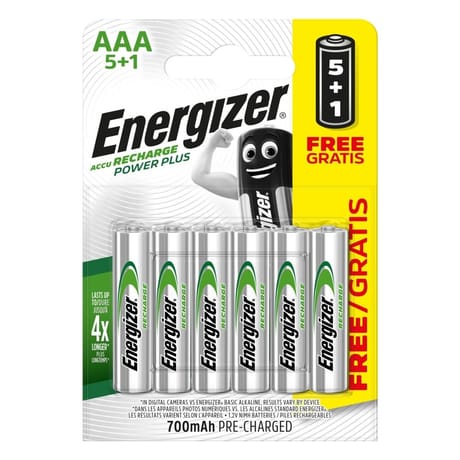 Energizer 5 piles rechargeables AAA (HR03) + 1 offerte - 700 mAh 78g