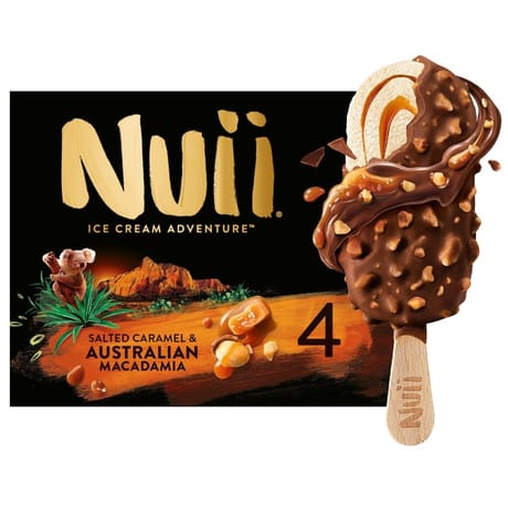 Nuii 4 bâtonnets salted caramel & australian macadamia 272g