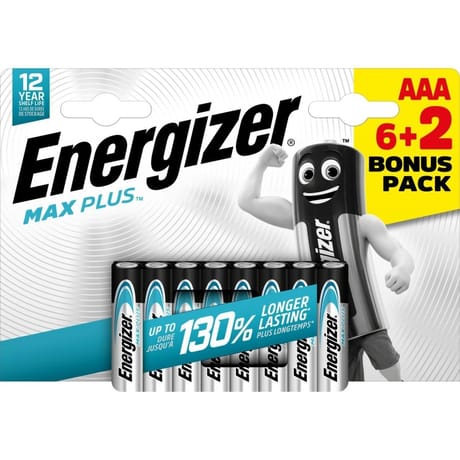Energizer 6+2 piles offertes max plus aaa/lr03 durent jusqu'à 130% plus longtemps