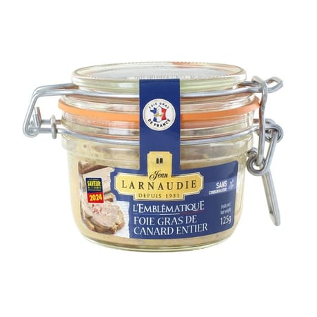 Jean larnaudie foie gras de canard entier "l'emblématique" france bocal 120g