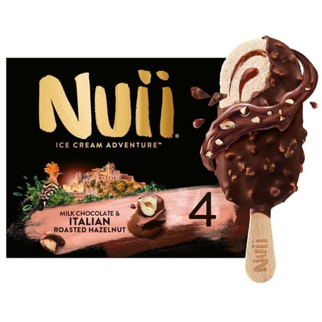 Nuii 4 bâtonnets noisettes d'Italie grillées & chocolat au lait 272g