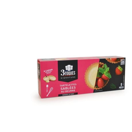 Les 3 toques étui de 9 tartelettes sablées au beurre 216g