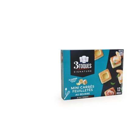 Les 3 toques étui de 12 mini bouchées carrées beurre 60g