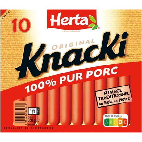 Herta knacki original 100% porc x10, 350g