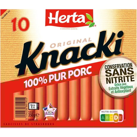 Herta knacki original conservation sans nitrite x10 350g