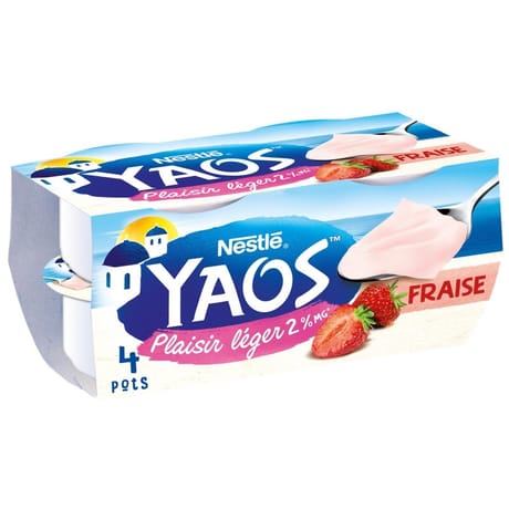 Yaos plaisir léger fraise 2% mg NESTLE  4x125g