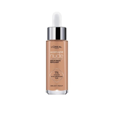 L'oréal paris fond de teint accord parfait sérum teinté repulpant 3-4 clair-médium
