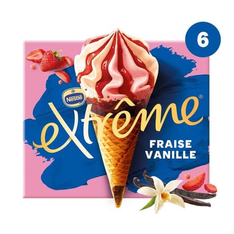 Extrême 6 cônes fraise vanille 720ml 426g